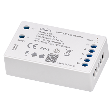 Smart 2.4G RF WIFI controlador para tiras de LED RGBW 16A, 192W (12/VDC), 384W(24V/DC),12-24VDC