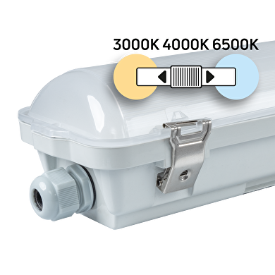 LED pantalla estanca 1,20m,IP66,IK08 mutitensión(19W,24W,29W y 36W) CCT(3000K,4000K y 6500K), 220V-240V AC,policarbonato