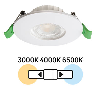 LED downlight de empotrar, 6W, IP44,blanco, con opción de elegir la temperatura de color CCT.