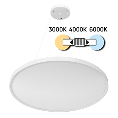 LED plafón Slim, 50W, 3000K/4000K/6000K(CCT), 220V-240V AC, IP20,color blanco, montaje suspendido