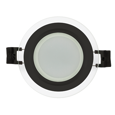 LED downlight de cristal , redondo, 6W, 4200K, 220-240V AC, IP44, RING NEGRO
