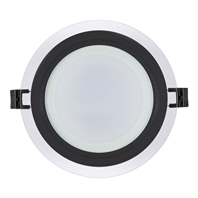 LED downlight de cristal , redondo, 12W, 4200K, 220-240V AC, IP44, RING NEGRO