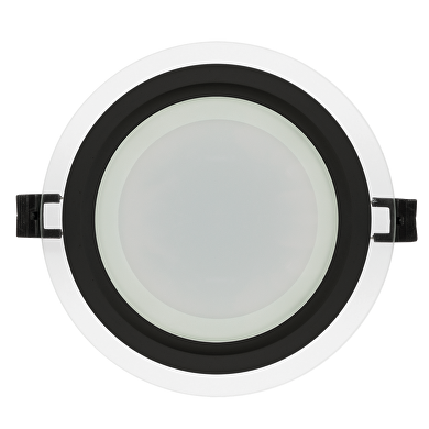 Downlight de LED de cristal, redondo, para empotrar, 18W 4200K(luz neutral), 220V-240V/AC IP44,Flickerless, negro