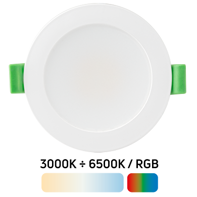 LED downlight Smart dimable de empotrar,redondo, Bluetooth/Wi-Fi, 6W, 3000К-6500К/RGB, 220-240V AC, IP44