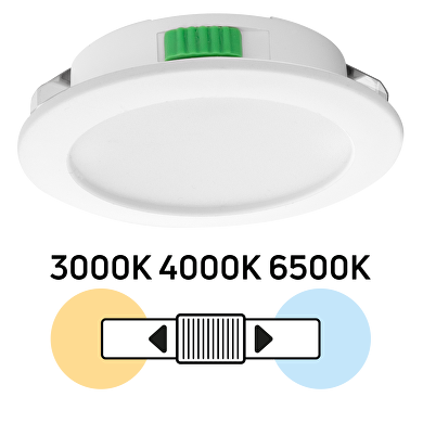 LED downlight para muebles de empotrar, redondo , 4W, 3000K/4000K/6500K(CCT), 12V DC, IP44,color blanco