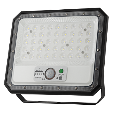 LED proyector con panel solar PIR detector de movimiento, 90°, 10W, 5500K, IP65
