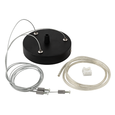 Kit para montaje suspendido con 3 cables 100 см., color negro, cable de alimentación transparente