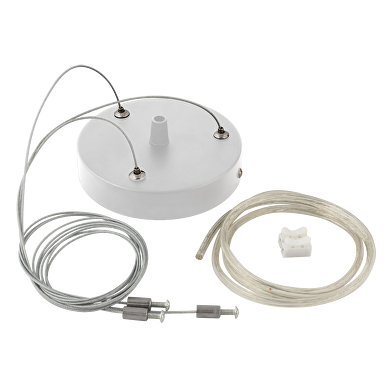 Kit para montaje suspendido con 3 cables 100 см., color blanco, cable de alimentación transparente