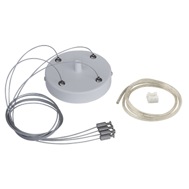Kit para montaje suspendido con 4 cables 100 см., color blanco, cable de alimentación transparente