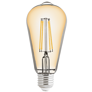 Bombilla de LED con filamento,dimable, 8W, E27, 2500K(ámbar), 220-240V AC, ST64