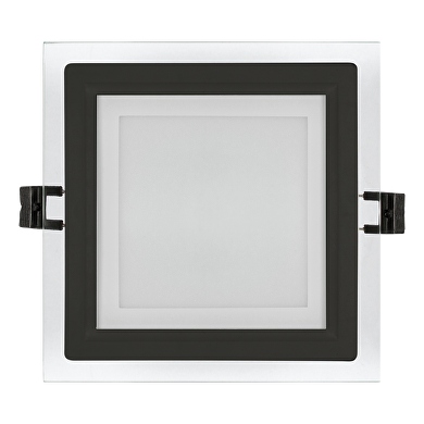 LED downlight de cristal ,cuadrado, 18W, 4200K, 220-240V AC, IP44, RING NEGRO
