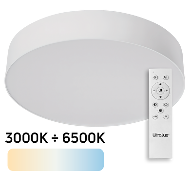 Plafón 72W(max) CCT dimable, mando a distancia, redondo, altura 75mm
