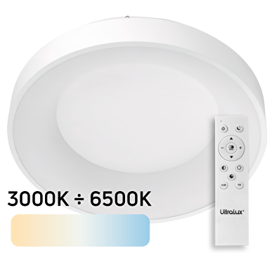 Plafón de LED dimable ;CCT 3000K-6500К; max. 72W, mando a distancia, color blanco, redondo, IP20