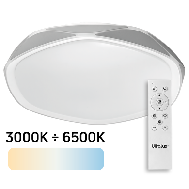 Plafón de LED dimable ;CCT 3000K/4000K/6500К; max. 72W, mando a distancia, color gris, redondo, IP20