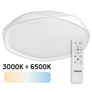 Plafón de LED dimable ;CCT 3000K/4000K/6500К; max. 72W, mando a distancia, color blanco, redondo, IP20