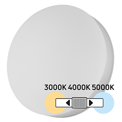 Plafón mutlipotencia 18W/24W/30W, CCT 3000K/4000K/5000K, IK08,IP54,blanco ,redondo