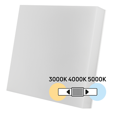Plafón mutlipotencia 18W/24W/30W, CCT 3000K/4000K/5000K, IK08,IP54,blanco ,cuadrado