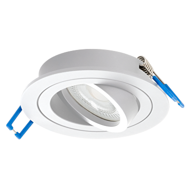 Aro de empotrar, redondo, GU10, móvil, blanco , IP20, aluminio