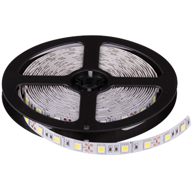 TIRA DE LED SMD5050, 14.4W/M, BLANCA, 12V DC, 60 LEDS/M, 5M ROLLO, NO RESISTENTE AL AGUA