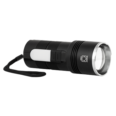 LED linterna con zoom, con iluminación lateral y función power bank  10W/3W,6000mA, 5V DC, IP44