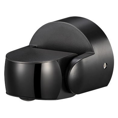Sensor de movimiento 2xPIR IP65 superficie 180º/360º 9m NEGRO, lente negra