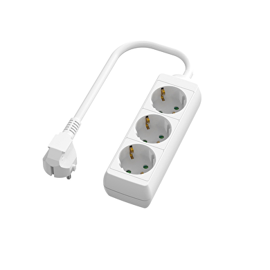 Alargador 3 enchufes Shuko,blanco, cable 5m
