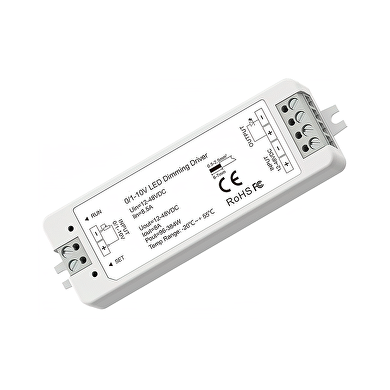 Dimmer con gestión 0/1-10V, 12-48V DC, 8A