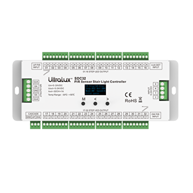 Controlador para LED iluminación de escaleras 5-24V DC, 32 peldaños, 1 А/peldaño , 960px