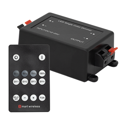 Controlador dimable con RF mando a distancia  para LED iluminación de un color 12-24V 8A