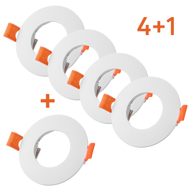 Aros de empotrar promo pack 4+1, redondo, fijo , color blanco , PVC, IP20
