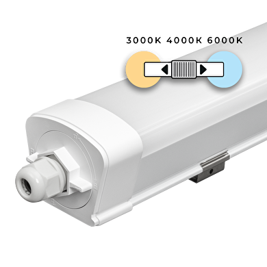 LED pantalla estanca 1.5m, IK08, 45W, CCT, 220-240V AC, IP65