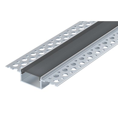 Perfil de aluminio de empotrar en placas de yeso laminado (pladur) difusor negro, ancho, 3m, 21mm