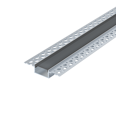 Perfil de aluminio de empotrar en placas de yeso laminado (pladur) difusor negro, ancho, 3m, 21mm
