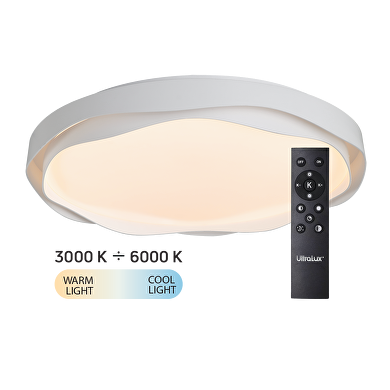 Plafón de LED dimable 3000K-6000К (ССТ) con mando a distancia, blanco, redondo max.72W, 3000K-6000К, IP20