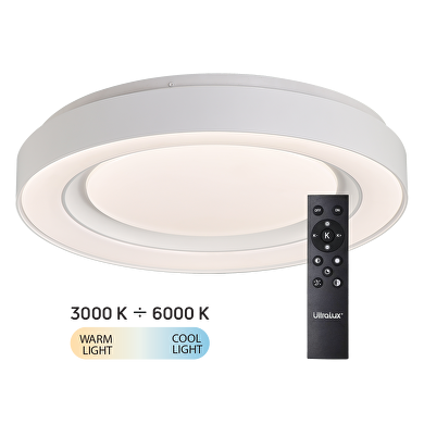 Plafón de LED dimable 3000K-6000К (ССТ) con mando a distancia, blanco,ring, redondo max.72W, IP20
