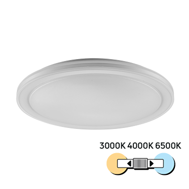 Plafón de LED dimable ;CCT 3000K/4000K/6500К;24W, color blanco,redondo, IP20, altura 75mm
