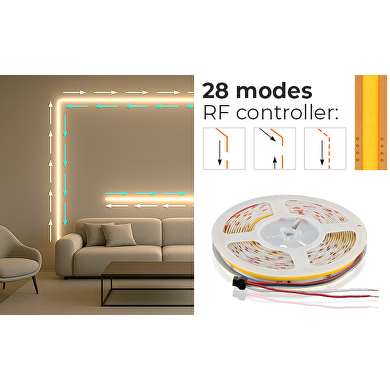 Tira de LED digital monocolor COB,11W/m, 4000K, IC WS2811, 24V DC, 10 pixels/m, 5m, IP20