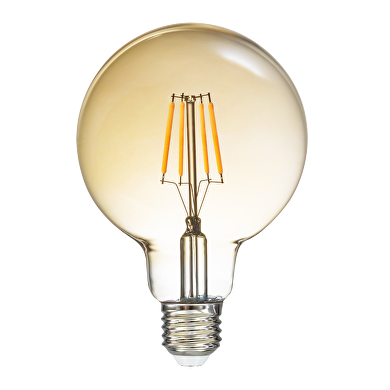 LED bombilla globo con filamento ámbar, G95, 5W, E27, 1800K, 230V AC