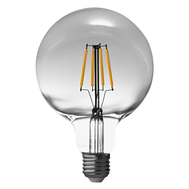LED bombilla globo con filamento ahumado, G125, 5W, E27, 1800K, 230V AC, ámbar