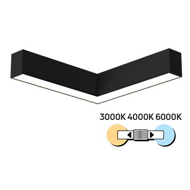 LED luminaria modular ,angular L , CCT, color negro, 20W