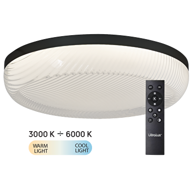 Plafón de LED dimable; ССТ 3000K-6000К; max.72W;con mando a distancia, color negro; redondo; IP20