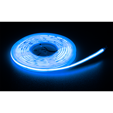 Tira de LED COB 11W/m, color azul, 24V DC, 480 LEDs/m, IP20