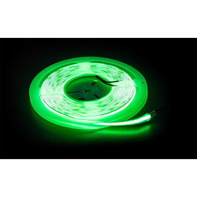 Tira de LED COB 11W/m, color verde, 24V DC, 480 LEDs/m, IP65