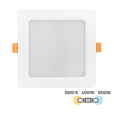 Downlight de LED, 12W, 3000K/4000K/6500K(CCT),IP54,220V-240V AC,Flickerless, cuadrado de empotrar