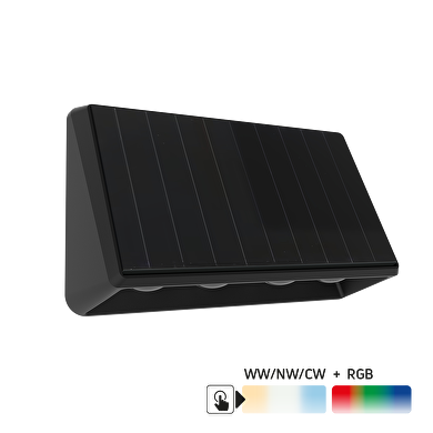 LED luminaria solar de pared CCT+RGB, 60°, IP65