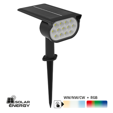 LED luminaria solar de pared/jardín CCT+RGB, 90°, IP65