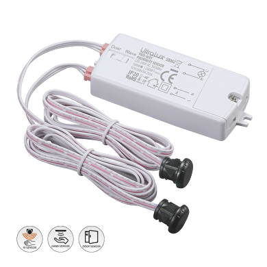 Sensor con dos detectores conmutados para apertura/cierre de puerta o proximidad, 2000 W / 1000 W, 5 cm, IP20