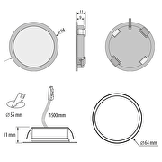 Downlight de LED 2W,12V/DC,SMD2835 ,empotrar, redondo, color chromo,