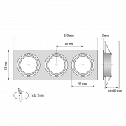 Aro de empotrar triple 3xGU10 basculante