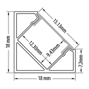 Perfil de aluminio para tira de LED,ANGULAR,CON BORDE, 2m